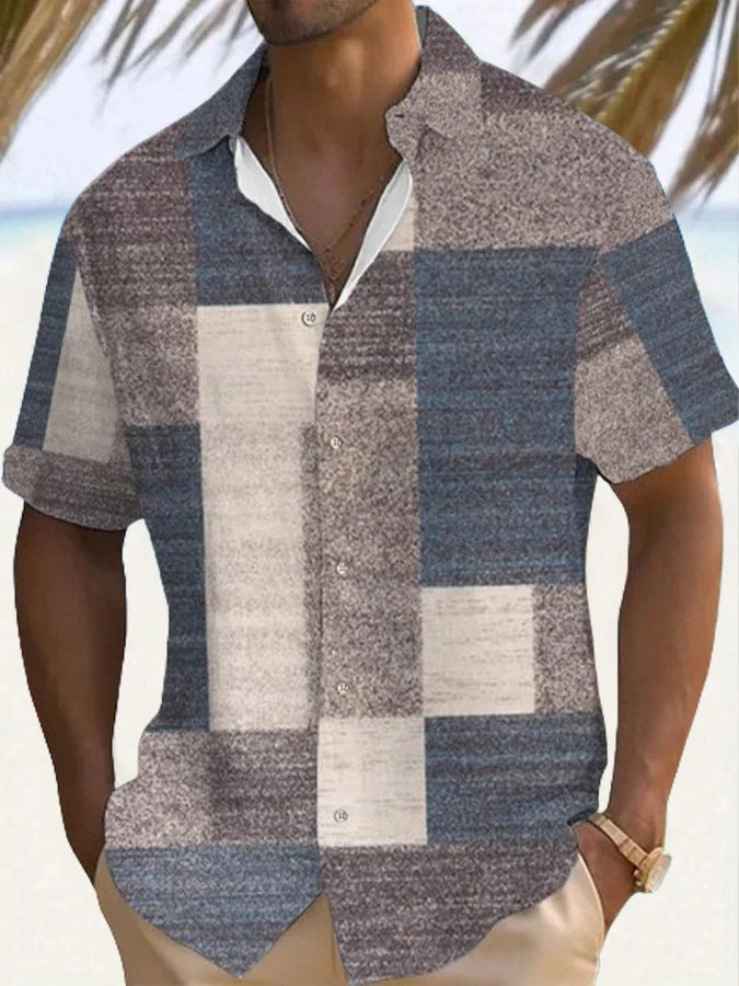Afron | Color Block Short Sleeve Shirt with Camp Collar 5