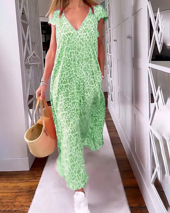 Alona | Leopard Print Maxi Dress with V Neckline 5