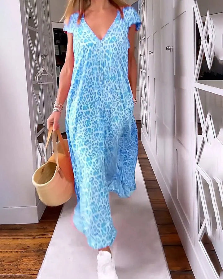 Alona | Leopard Print Maxi Dress with V Neckline 6