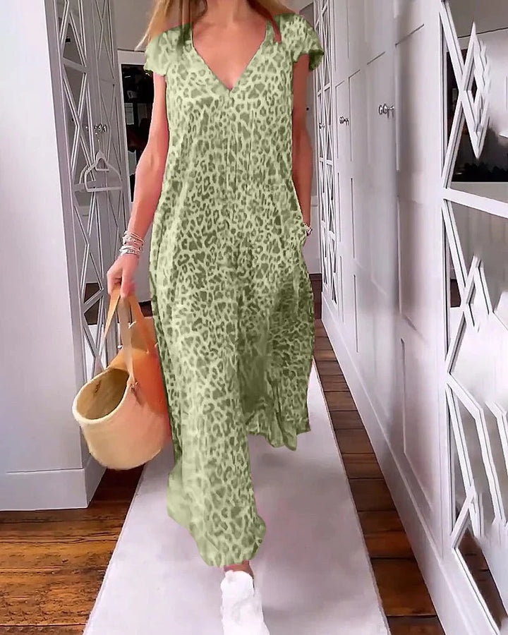 Alona | Leopard Print Maxi Dress with V Neckline 8