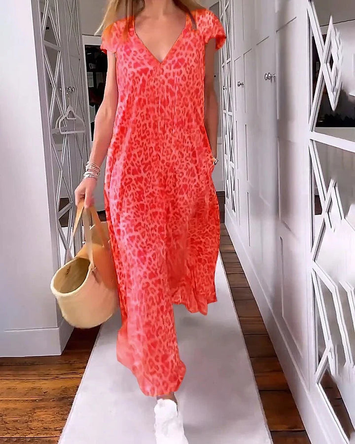 Alona | Leopard Print Maxi Dress with V Neckline 9