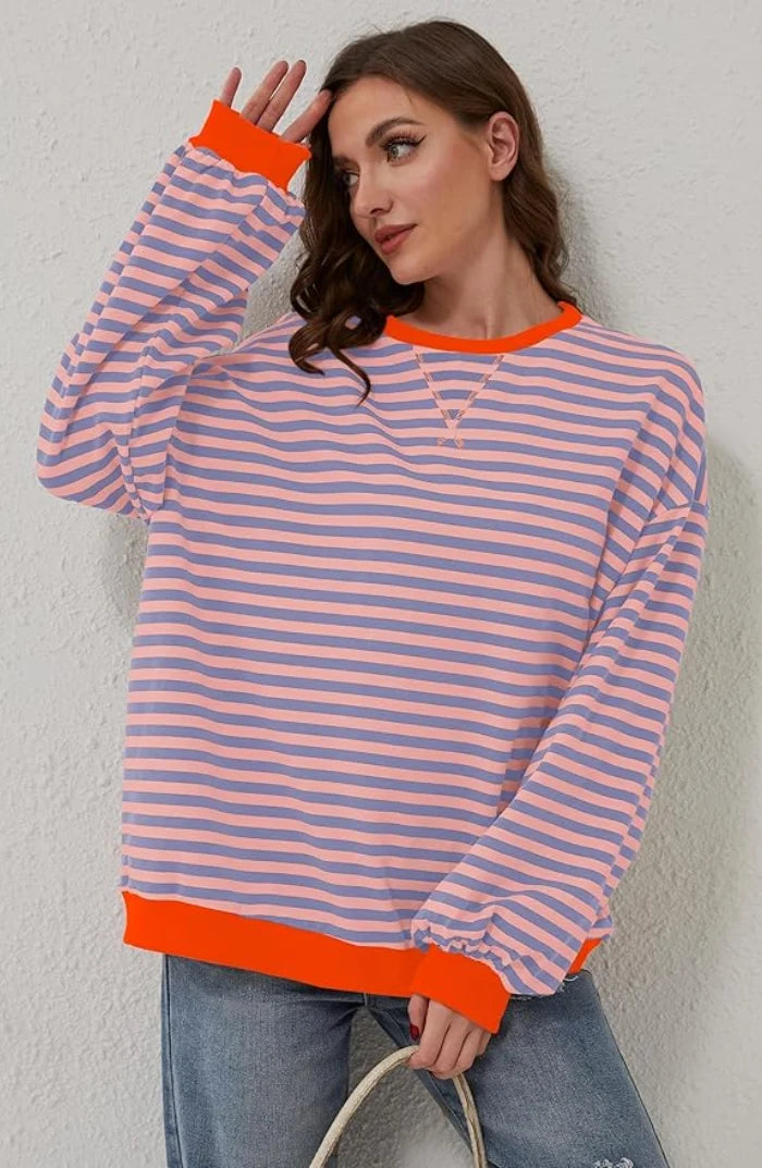 Amelia | Oversized knit sweater with stripes 2