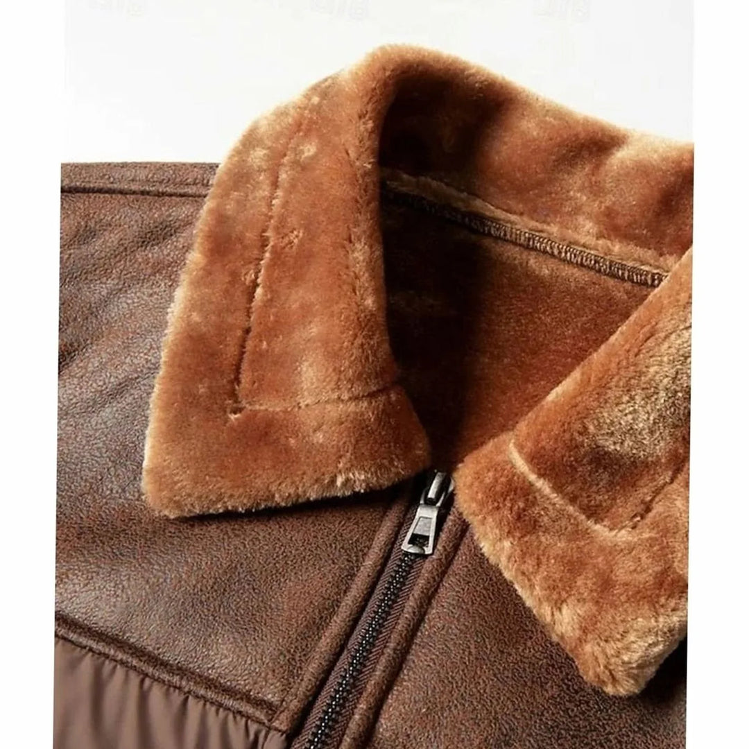 Andreas | Herren Winter Pufferjacke mit Fellkragen Kunstleder-Ärmeln 3