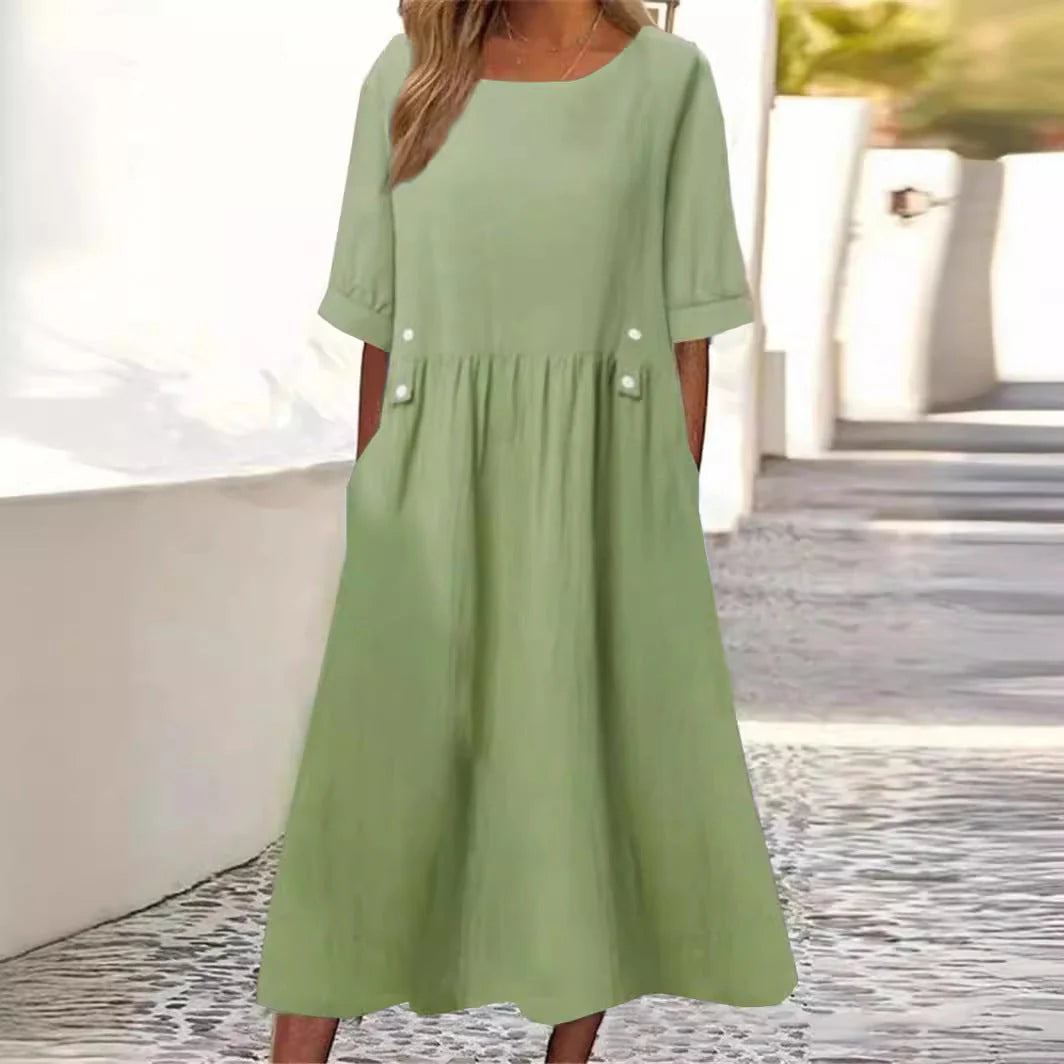 Ayra | Summer Dress with Gathered Skirt and Cuffed Sleeves 3