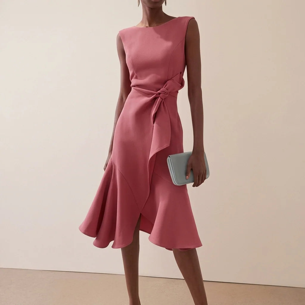 Beatrice | Damen Drapiertes Asymmetrisches Midikleid 8