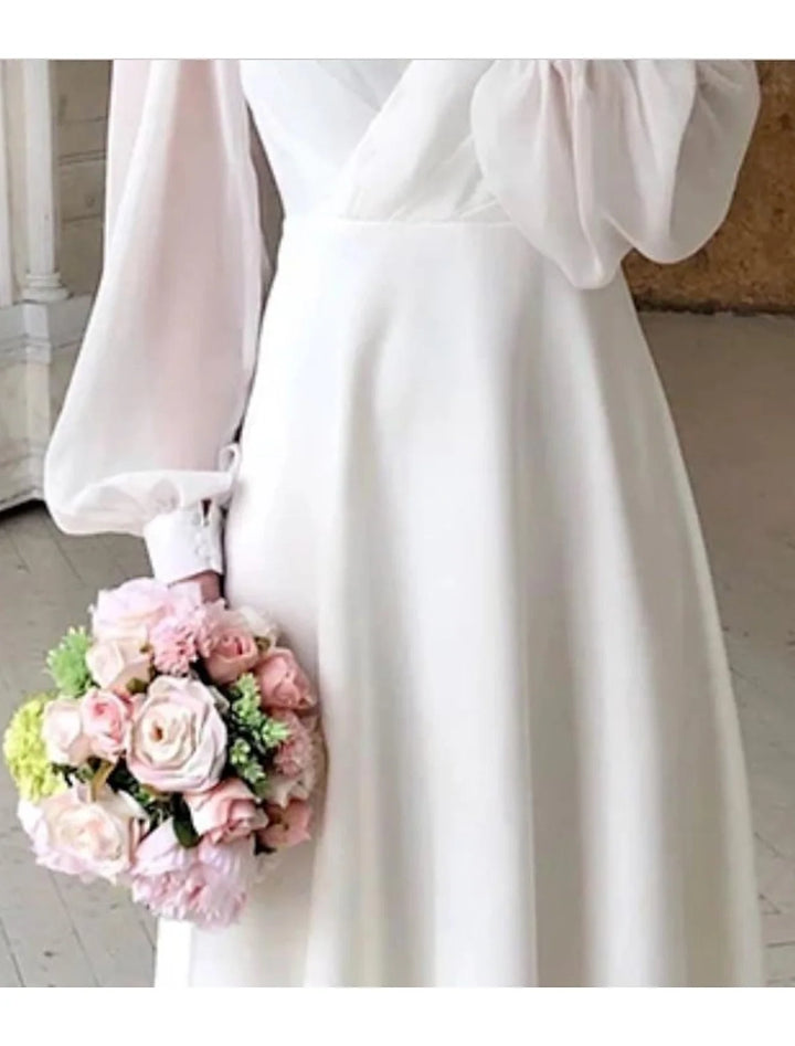 Birgit | Damen Klassisches Langarm Fließendes Brautkleid 2