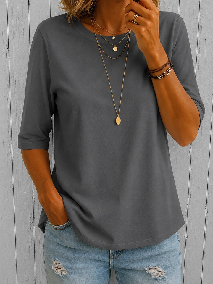Celine | Half Sleeve T-Shirt with Curved Hem 0