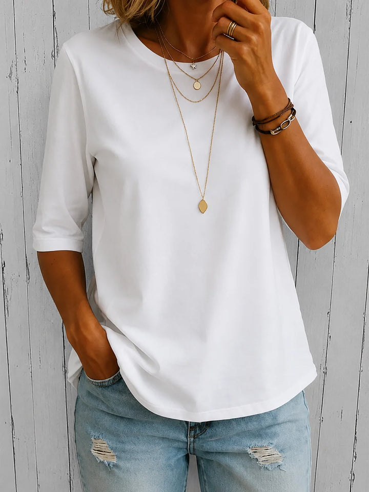 Celine | Half Sleeve T-Shirt with Curved Hem 2