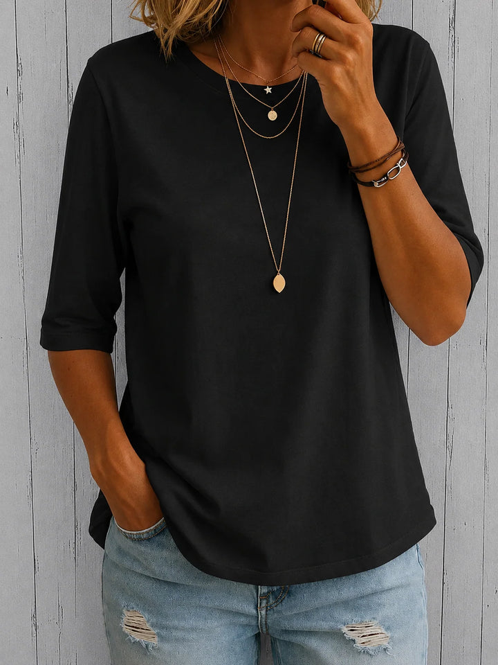 Celine | Half Sleeve T-Shirt with Curved Hem 4