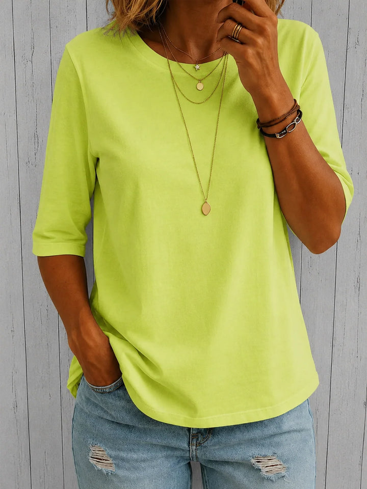 Celine | Half Sleeve T-Shirt with Curved Hem 6