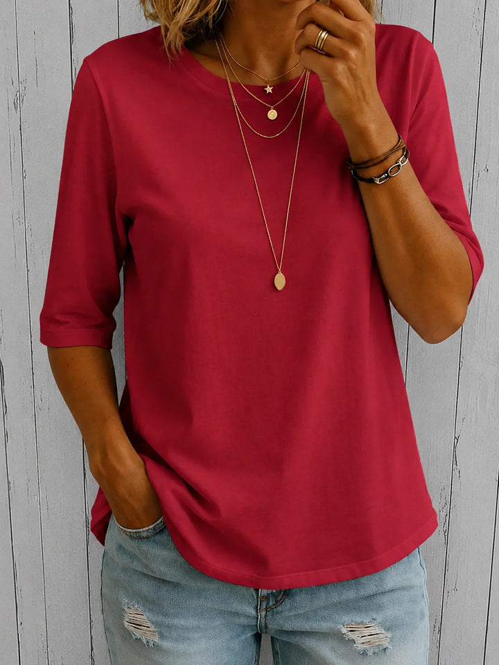 Celine | Half Sleeve T-Shirt with Curved Hem 7
