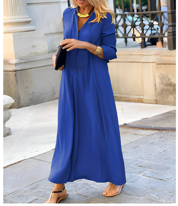 Christelle | Tie Front Maxi Dress with Three Quarter Sleeves 5