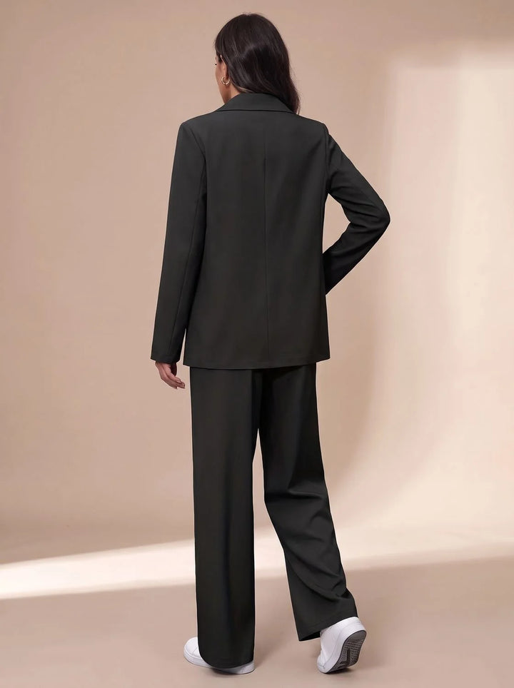 Clara | Women's Tailored Double-Breasted Pantsuit with Wide-Leg Trousers, Burgundy 5