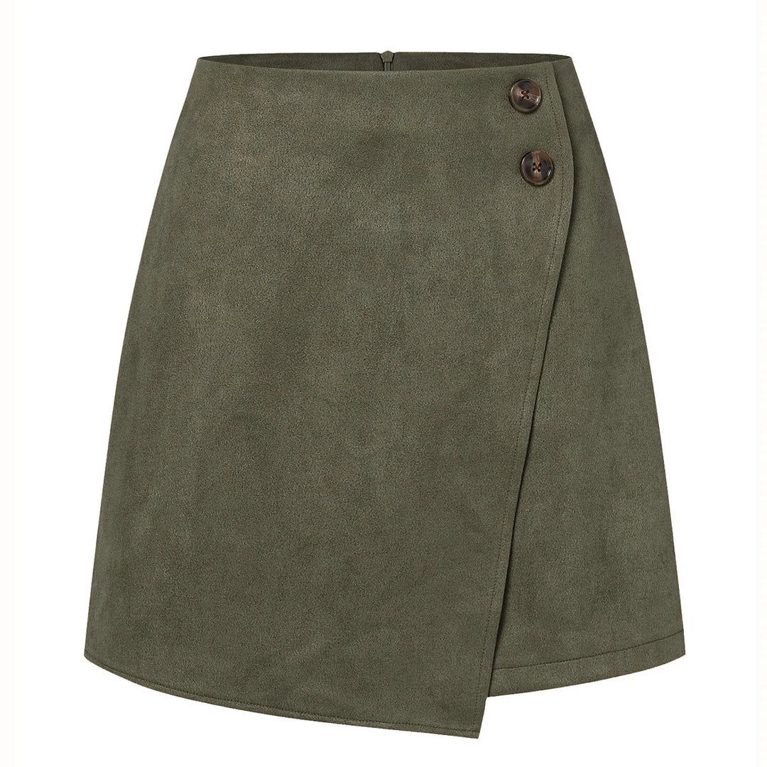 Damen asymmetrischer Rock aus Veloursleder 5