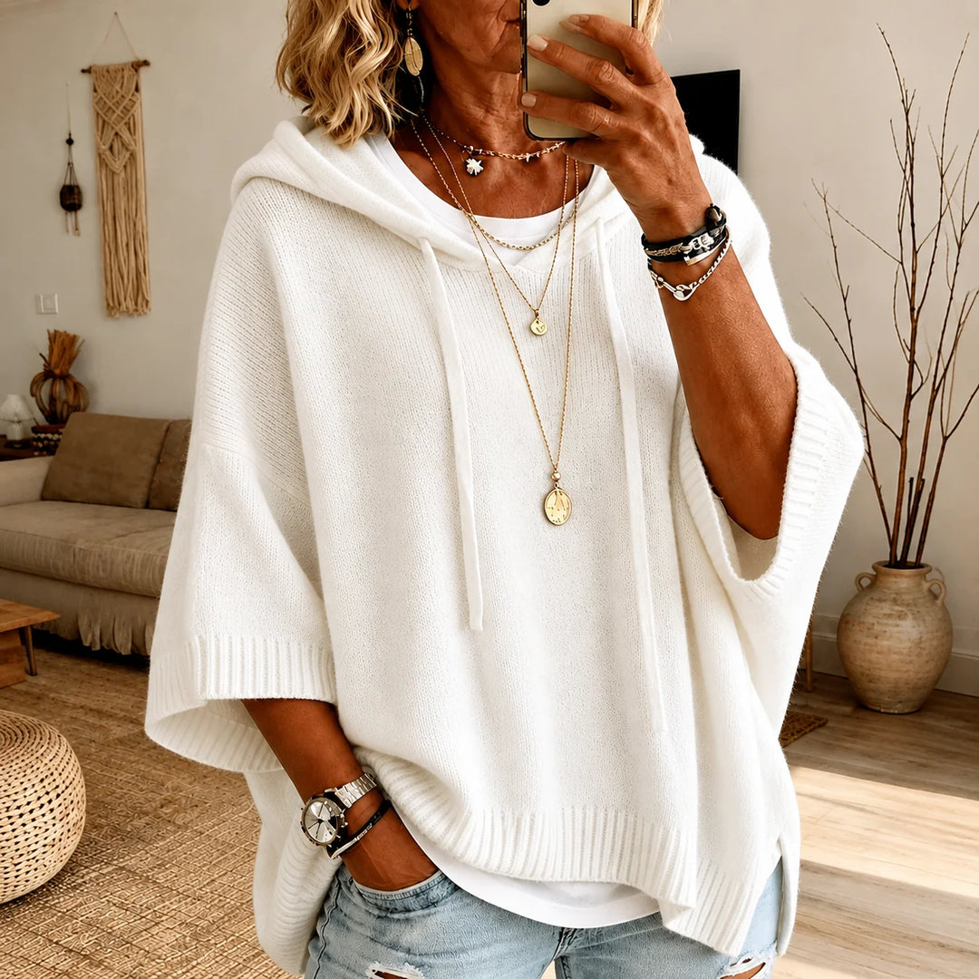 Elodie | White knitted hoodie 0