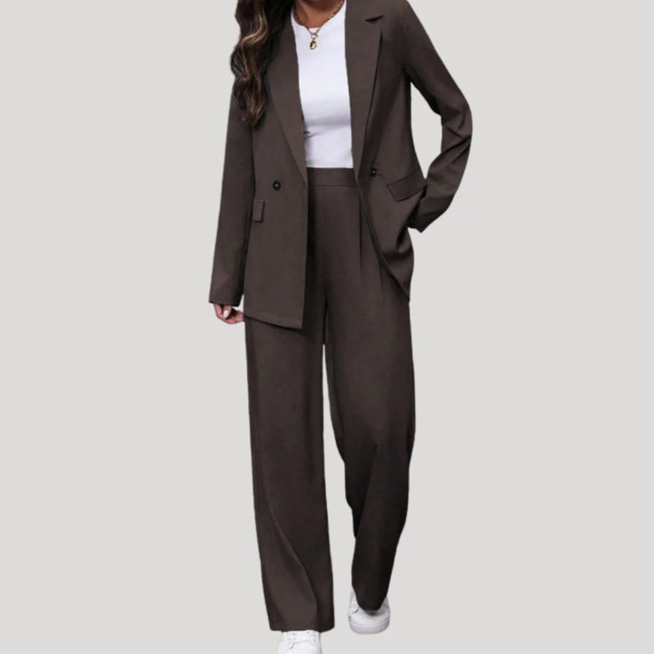 Emilia | Damen Taillierter Zweireihiger Hosenanzug mit Weiter Hose 10