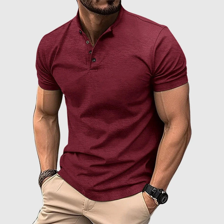 Emmett | Slim Fit Polo Shirt with Band Collar 0