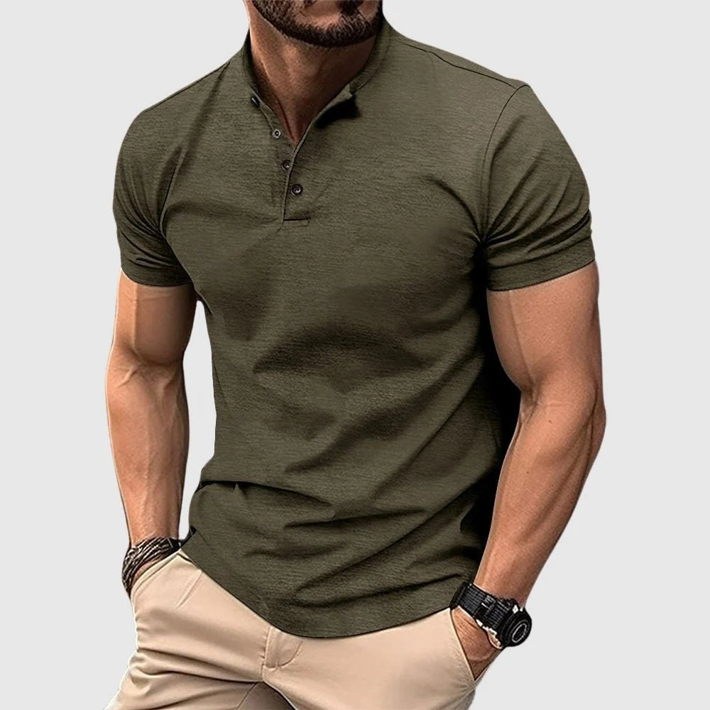 Emmett | Slim Fit Polo Shirt with Band Collar 4