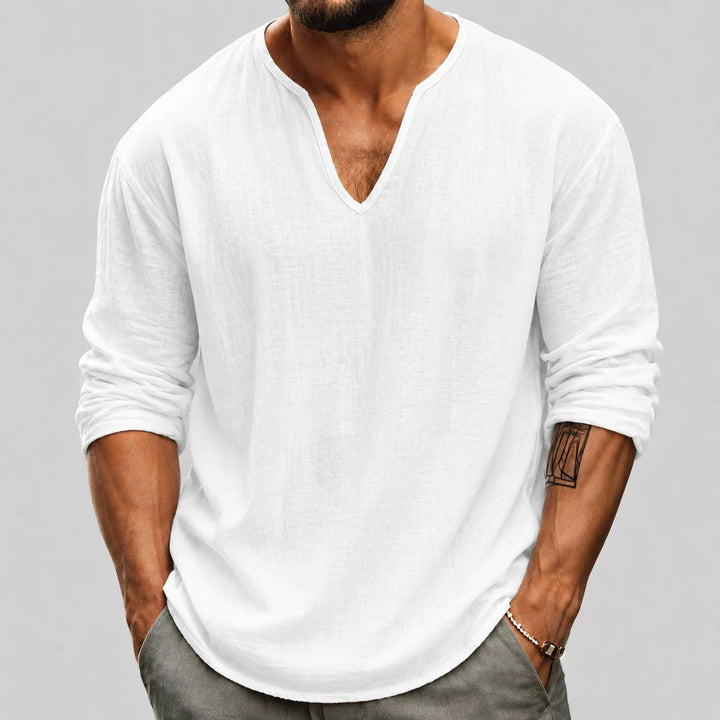 Fenwick | V Neck T-Shirt with Long Sleeves 0