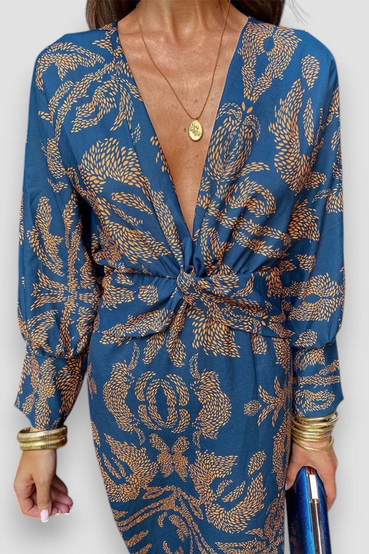 Floral Midi Dress | Twist-Front V-Neck Dress 3