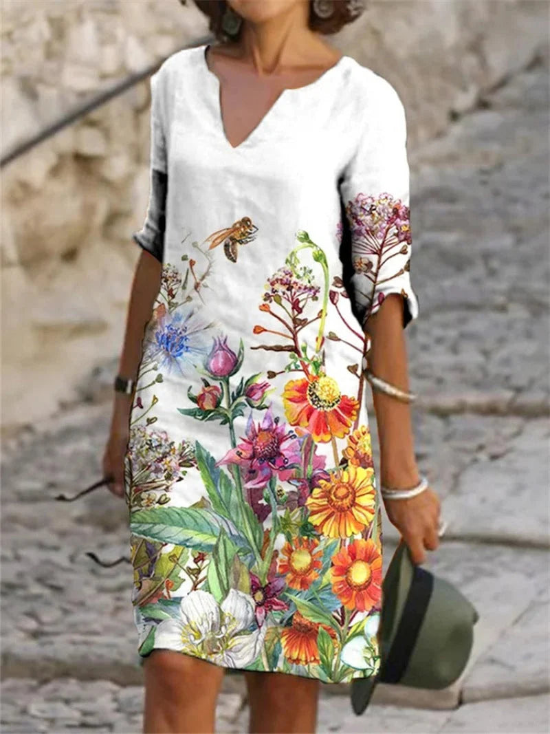 Frida | Floral Dress with Notch Neck 2