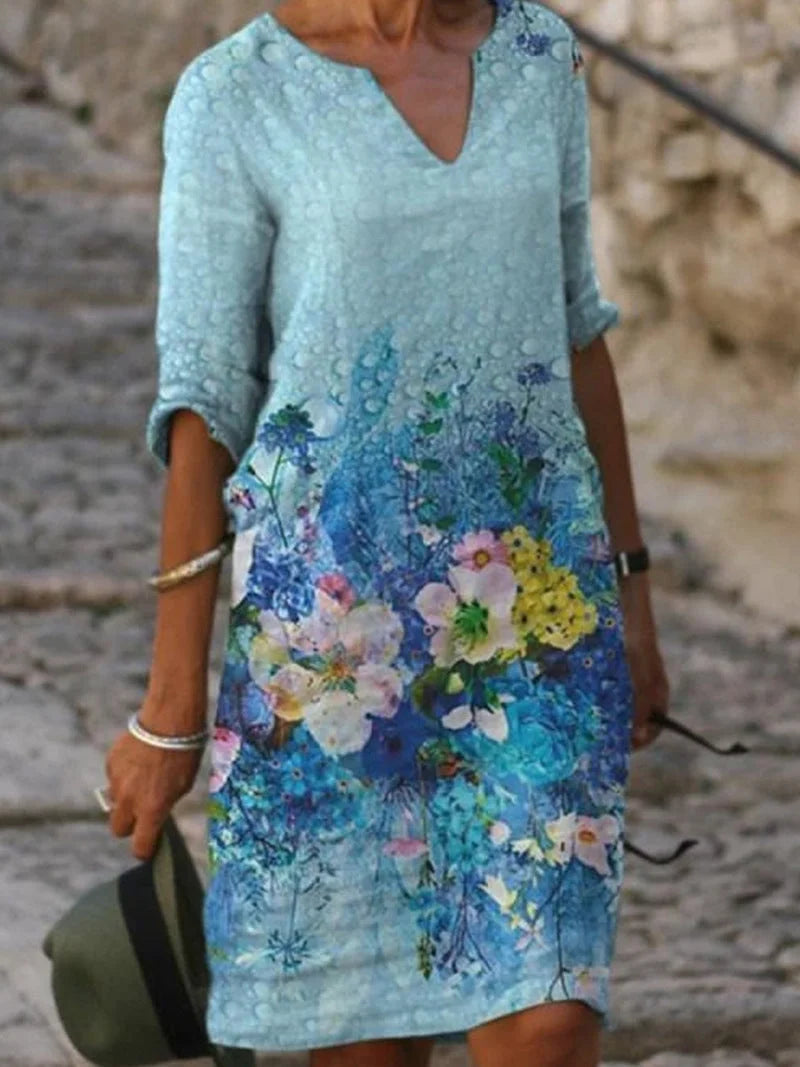 Frida | Floral Dress with Notch Neck 3