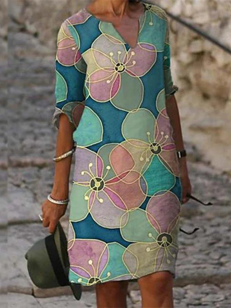 Frida | Floral Dress with Notch Neck 4