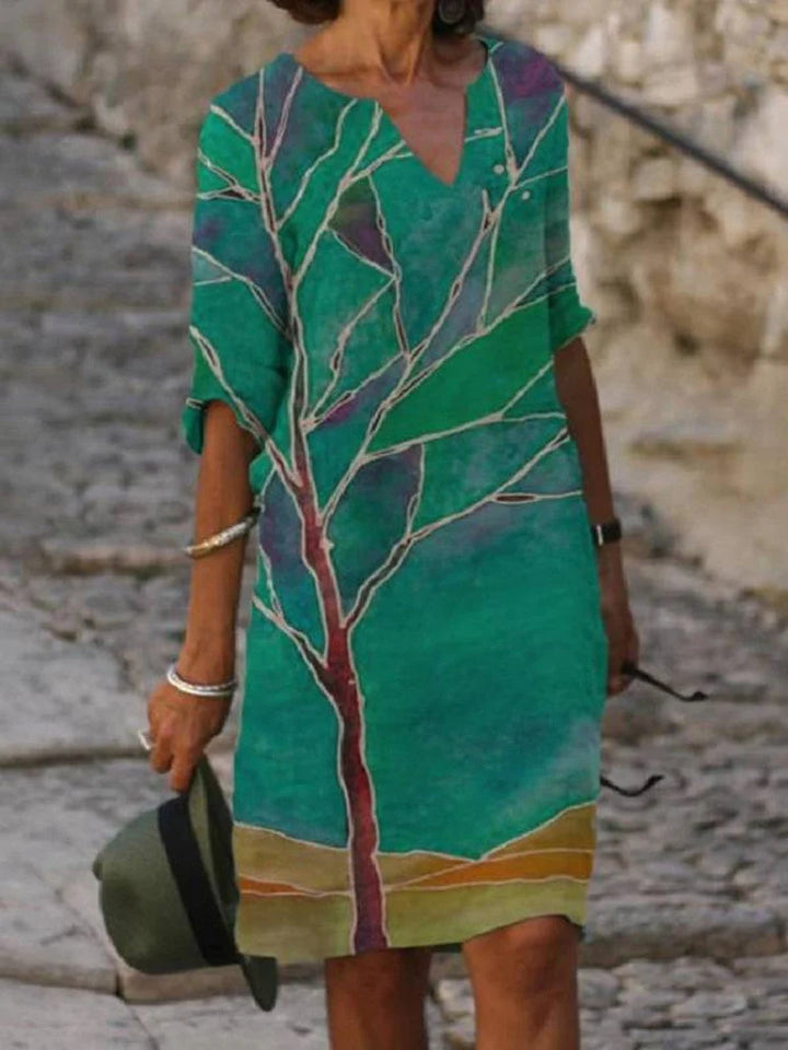 Frida | Floral Dress with Notch Neck 5