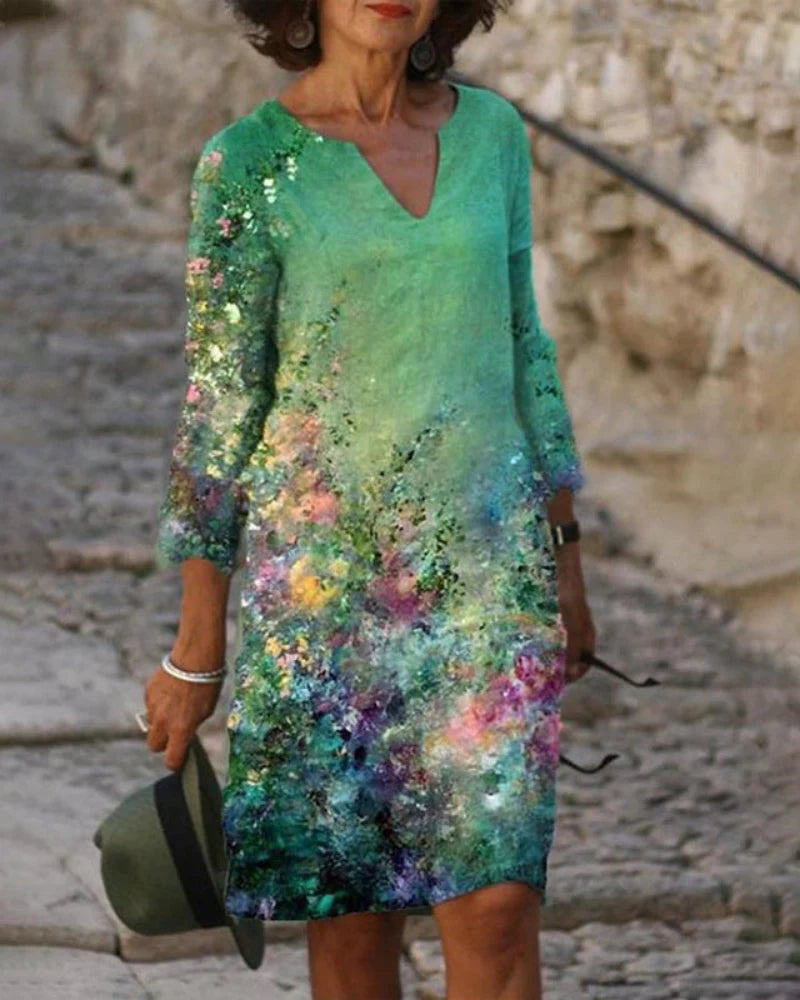 Frida | Floral Dress with Notch Neck 7