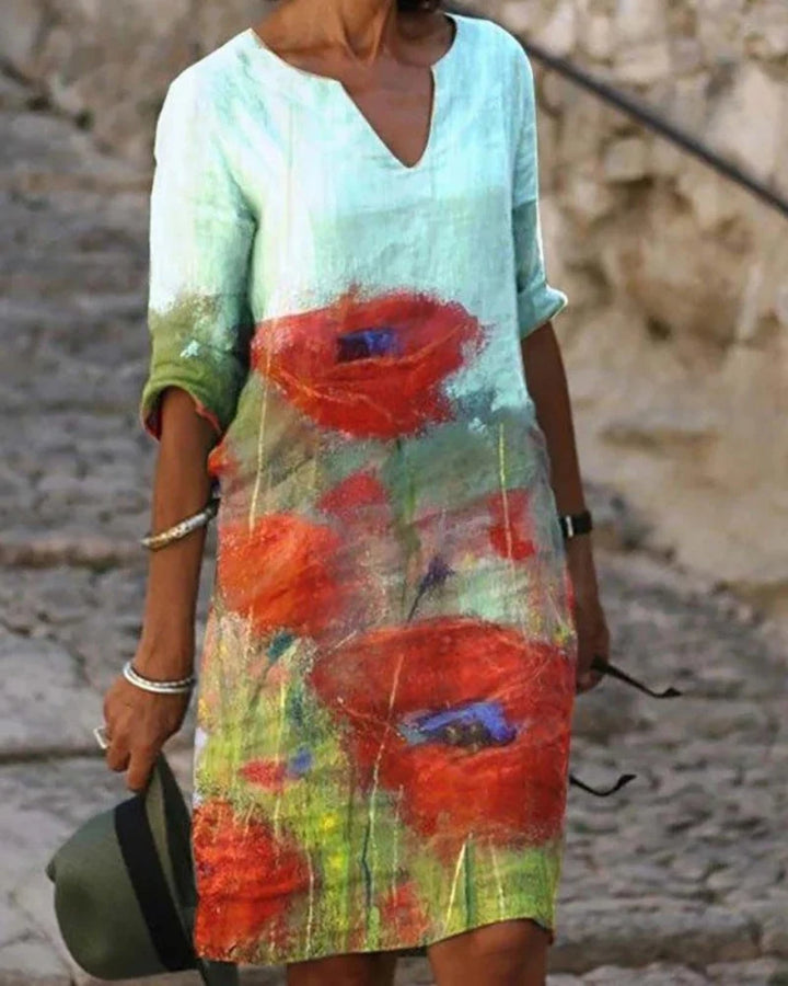 Frida | Floral Dress with Notch Neck 8