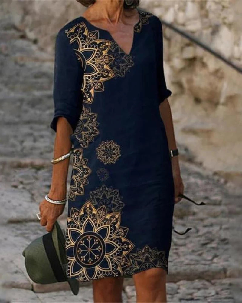 Frida | Floral Dress with Notch Neck 9