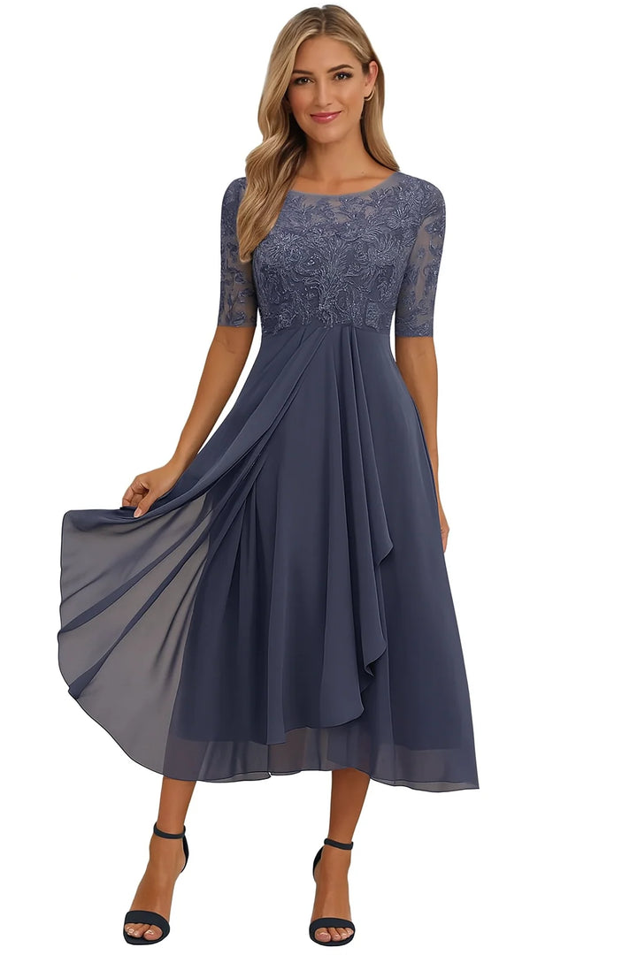 Greta | Damen Herbst A Linie Midi Kleid 4