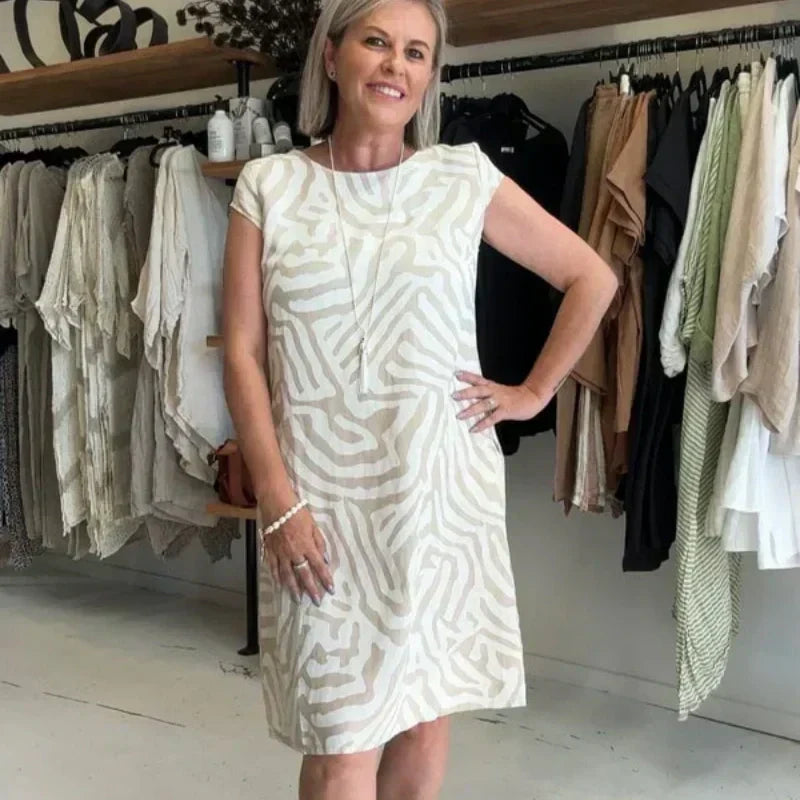 Hallie | Boho Print Summer Dress with Round Neck 1