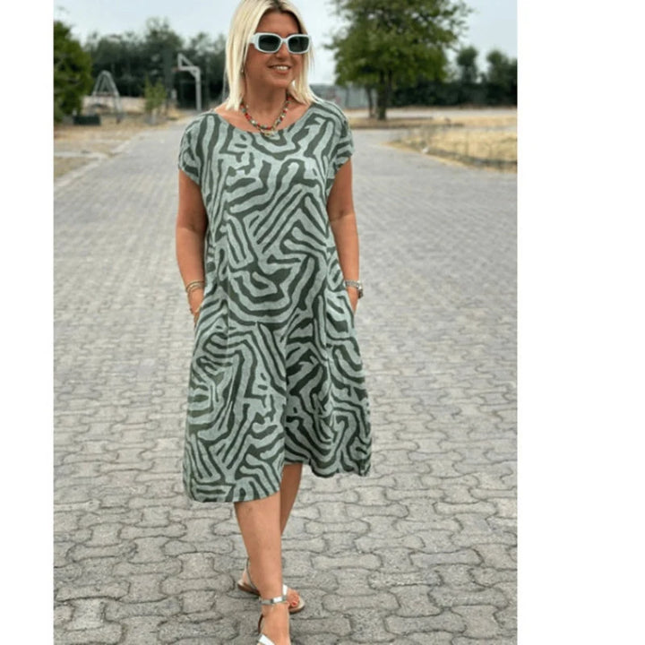 Hallie | Boho Print Summer Dress with Round Neck 10