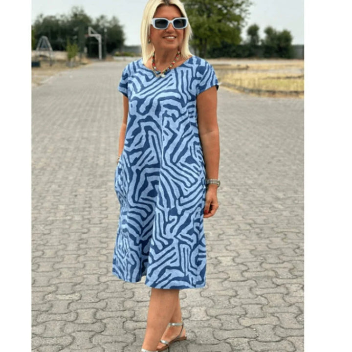 Hallie | Boho Print Summer Dress with Round Neck 11