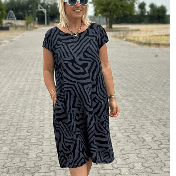 Hallie | Boho Print Summer Dress with Round Neck 3