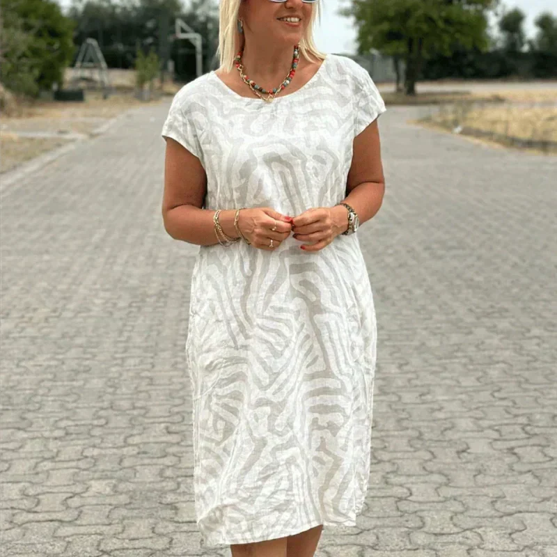 Hallie | Boho Print Summer Dress with Round Neck 7