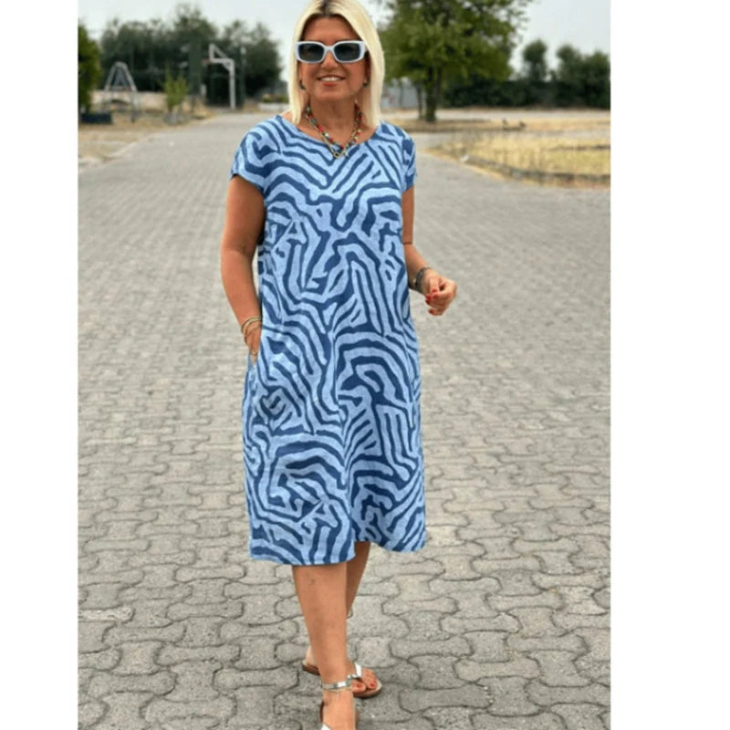 Hallie | Boho Print Summer Dress with Round Neck 8