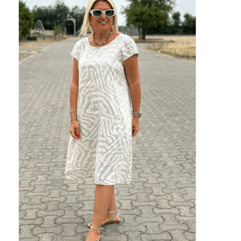 Hallie | Boho Print Summer Dress with Round Neck 9