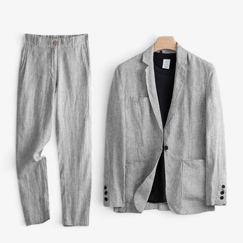 Linen Set | Blazer & Wide-Leg Trousers Two-Piece 2