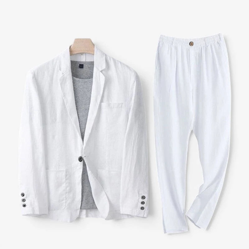 Linen Set | Blazer & Wide-Leg Trousers Two-Piece 4