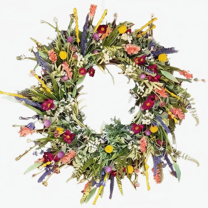 Lush Door Wreath with Realistic Blossoms and Balanced Color Accents 1