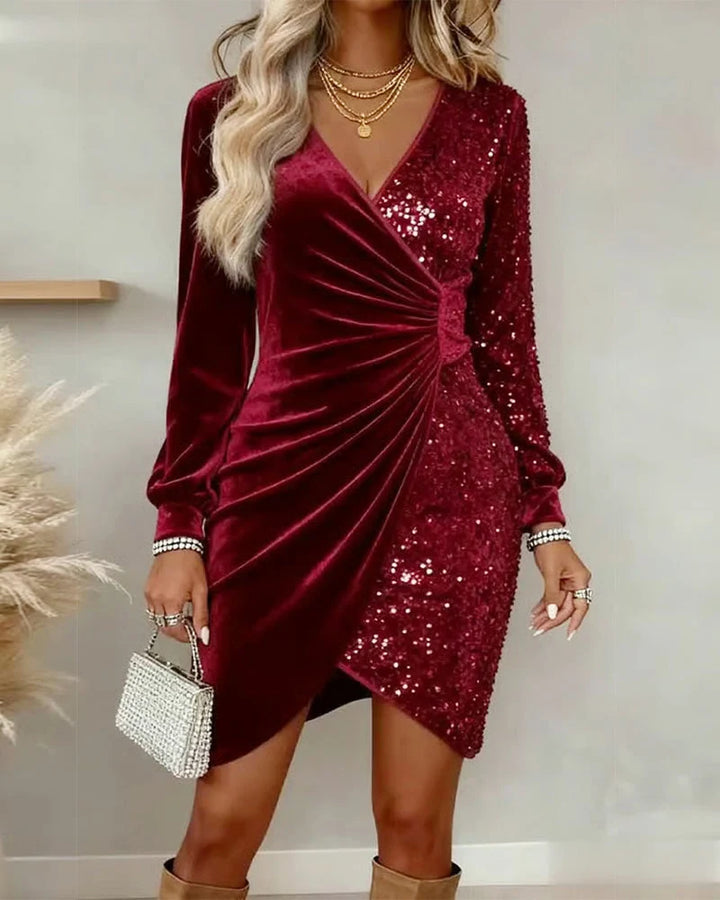 Meta | Paillettenkleid mit V-Ausschnitt und Wickeloptik 2
