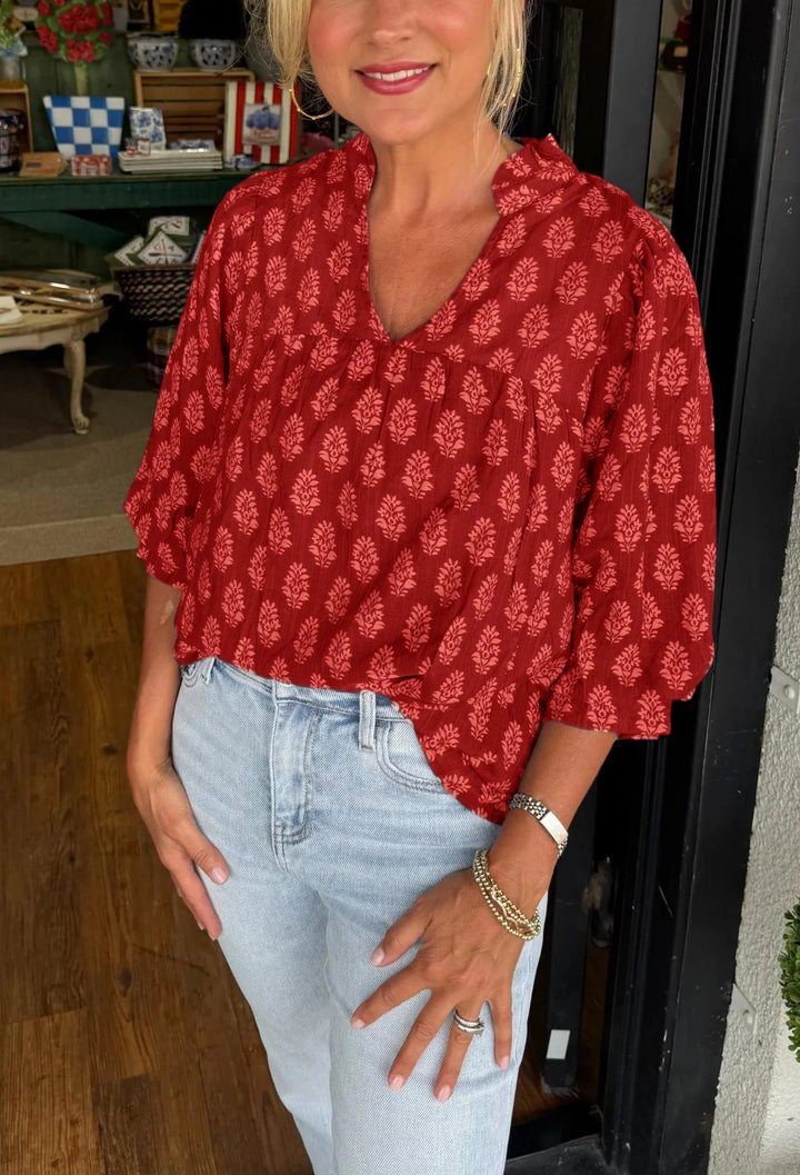 Myrna | Puff Sleeve Boho Blouse 1