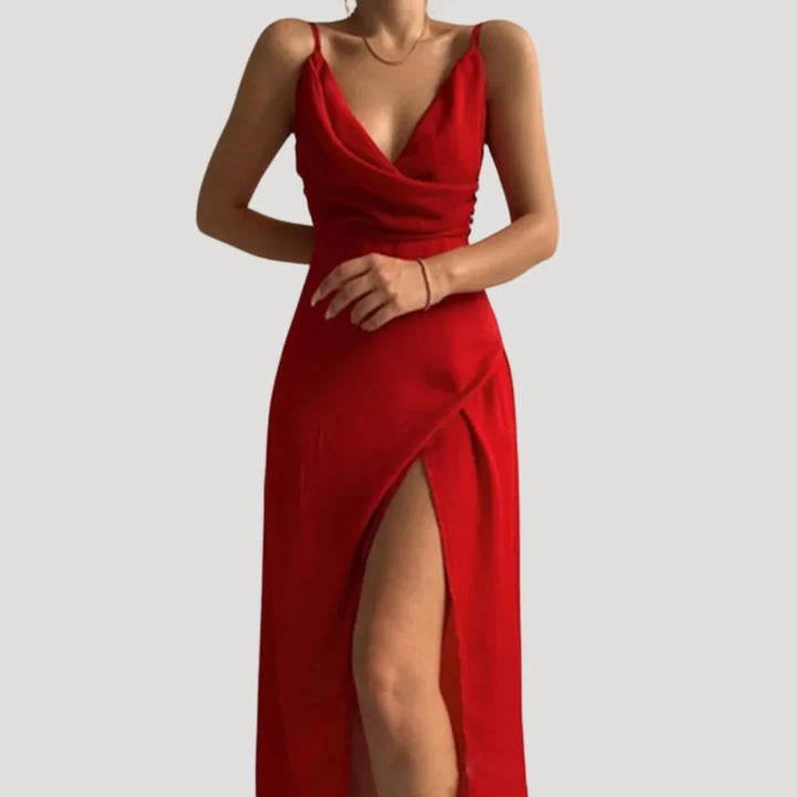 Nadine | Damen Maxi Kleid mit Schlitz für Hochzeitsgäste 0