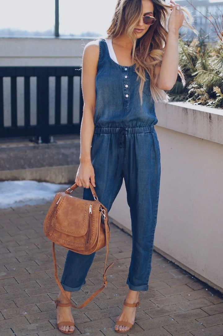 Nora | Women's Sleeveless Denim Jumpsuit 3