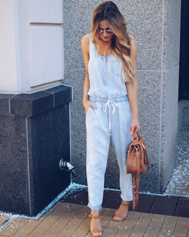 Nora | Women's Sleeveless Denim Jumpsuit 5