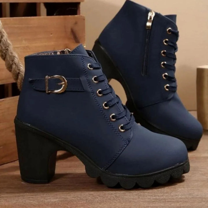 Nora | Women's lace-up ankle boots with block heel and profiled sole 3
