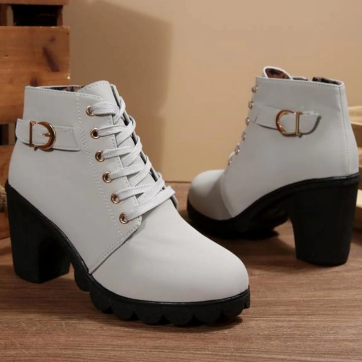 Nora | Women's lace-up ankle boots with block heel and profiled sole 4