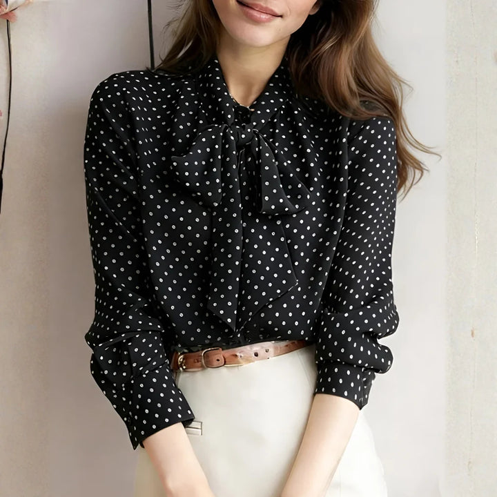 Polka Dot Tie-Neck Blouse 3